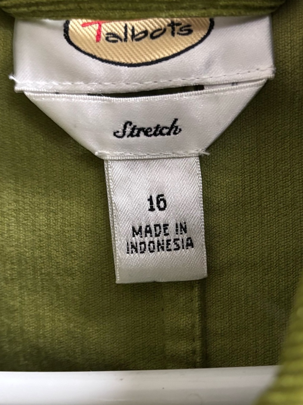 Talbots Stretch Olive Green Corduroy Jacket Blazer Size 16 - Picture 3 of 6